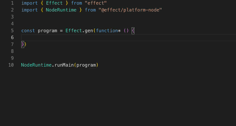 Animated GIF demonstrating the Effect Playground's intellisense